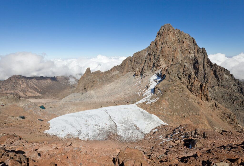 Blick auf den Gipfel des Mount Kenya